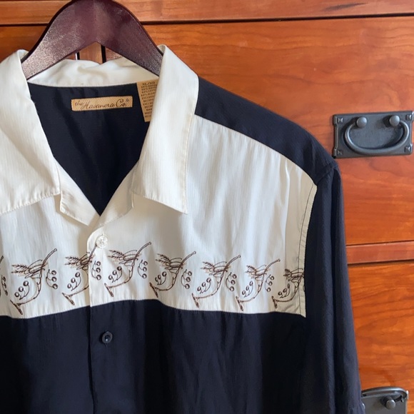 Embroidered Martini Men’s Dress Dressy Party Shirt Cuban or Hawaiian Vibe XL - Picture 2 of 6